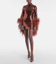 Taller Marmo Del Rio feather-trimmed sequined minidress