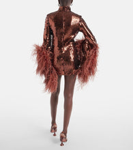 Taller Marmo Del Rio feather-trimmed sequined minidress