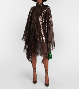 Taller Marmo Fringed-trimmed sequined minidress