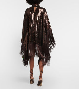 Taller Marmo Fringed-trimmed sequined minidress