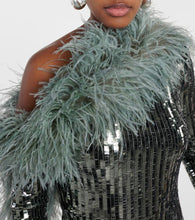 Taller Marmo Garbo Disco feather-trimmed sequined gown