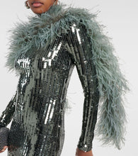 Taller Marmo Garbo Disco feather-trimmed sequined gown