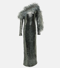 Taller Marmo Garbo Disco feather-trimmed sequined gown