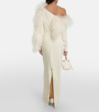 Taller Marmo Garbo feather-trimmed crêpe gown