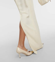 Taller Marmo Garbo feather-trimmed crêpe gown