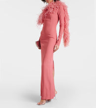 Taller Marmo Garbo feather-trimmed gown