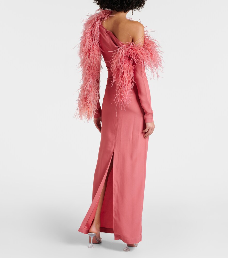Taller Marmo Garbo feather-trimmed gown