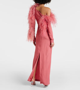 Taller Marmo Garbo feather-trimmed gown