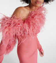 Taller Marmo Garbo feather-trimmed gown