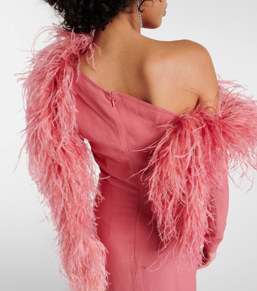 Taller Marmo Garbo feather-trimmed gown