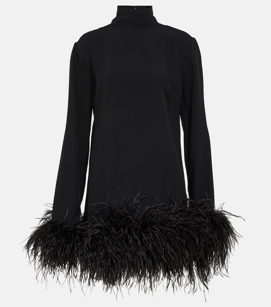 Taller Marmo Piccolo Ubud feather-trimmed minidress. Taller Marmo Piccolo Ubud 羽毛装饰迷你连衣裙