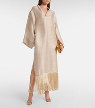 Taller Marmo Tigris fringed linen-blend shift dress