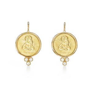 Temple St. Clair 18k Yellow Gold Diamond Angel Earrings - 10mm