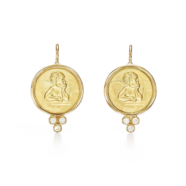 Temple St. Clair 18k Yellow Gold Diamond Angel Earrings - 10mm