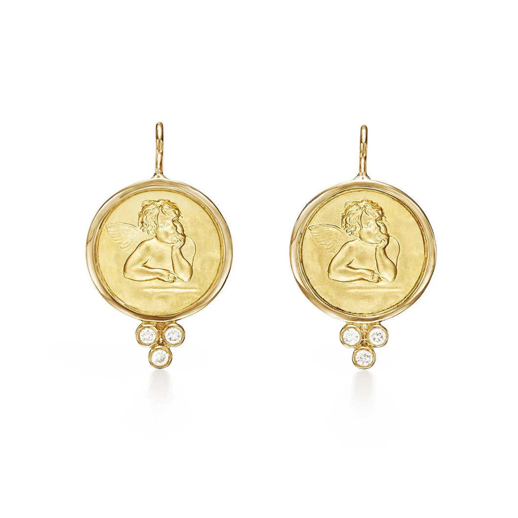 Temple St. Clair 18k Yellow Gold Diamond Angel Earrings - 10mm