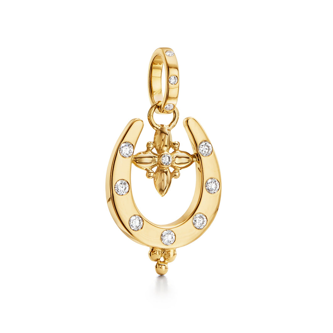 Temple St. Clair 18k Yellow Gold Diamond Mini Horseshoe Pendant