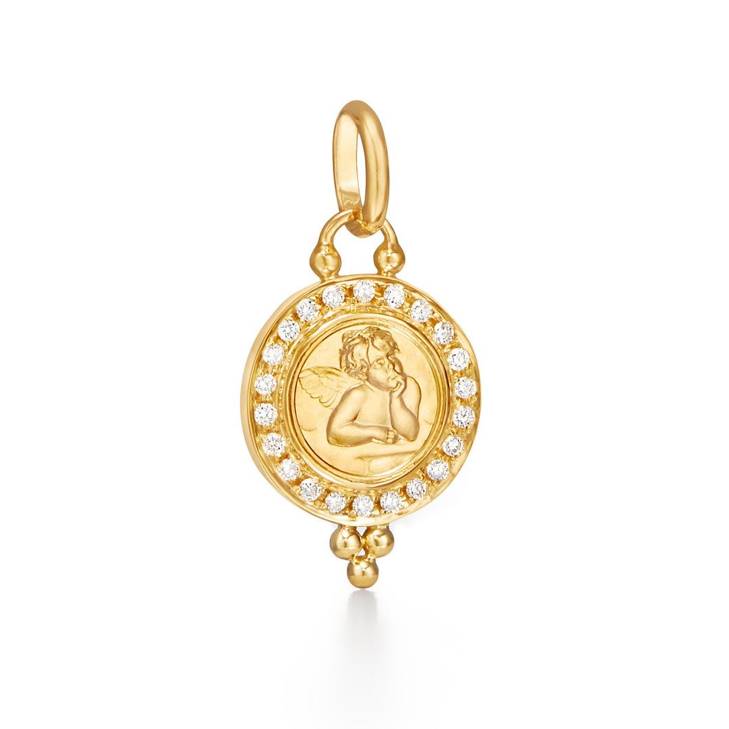 Temple St. Clair 18k Yellow Gold Diamond Pave Angel Pendant - 10mm