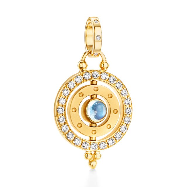 Temple St. Clair 18k Yellow Gold Diamond Triple Orbit Moon Pendant