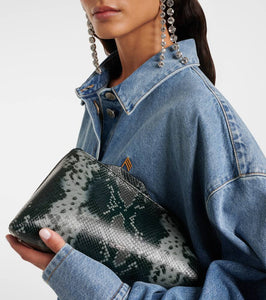 The Attico 8:30 PM snake-print leather clutch
