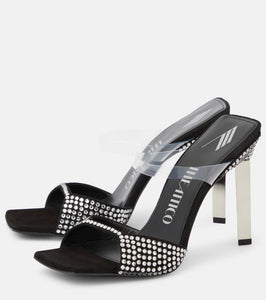 The Attico Adele embellished suede and PVC sandals