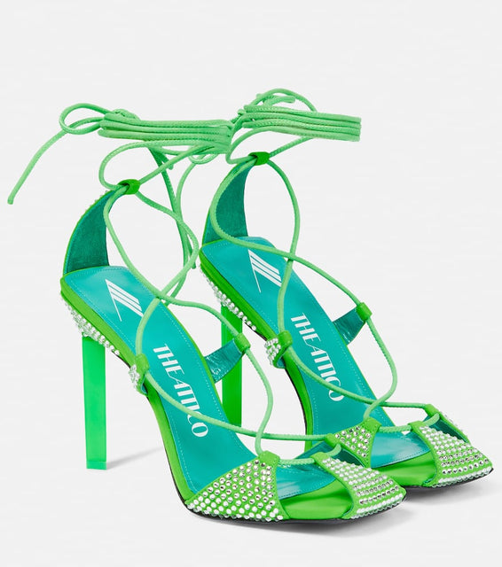 The Attico Adele lace-up crystal-embellished sandals