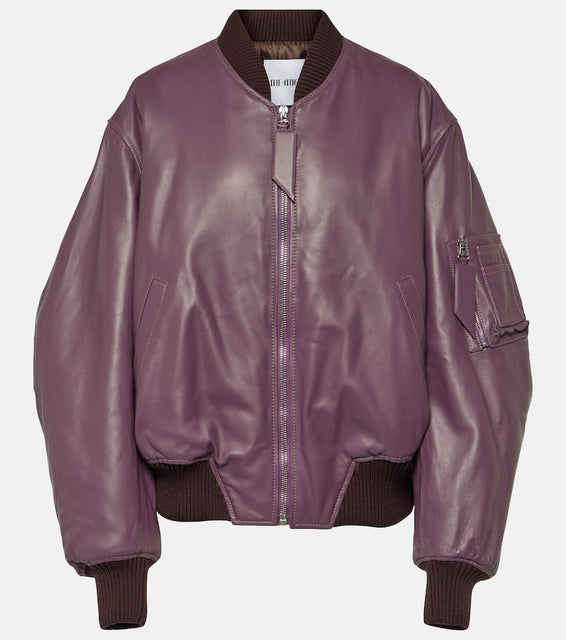 The Attico Anja leather bomber jacket