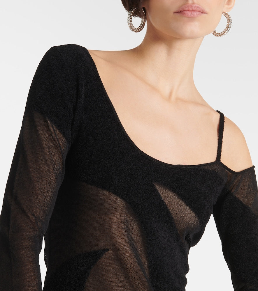 The Attico Asymmetric chiffon minidress