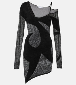 The Attico Asymmetric chiffon minidress