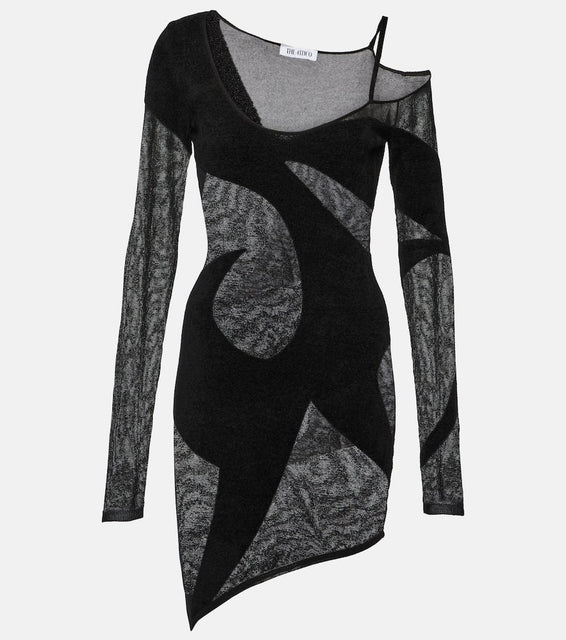 The Attico Asymmetric chiffon minidress