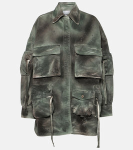 The Attico Camouflage denim cargo jacket