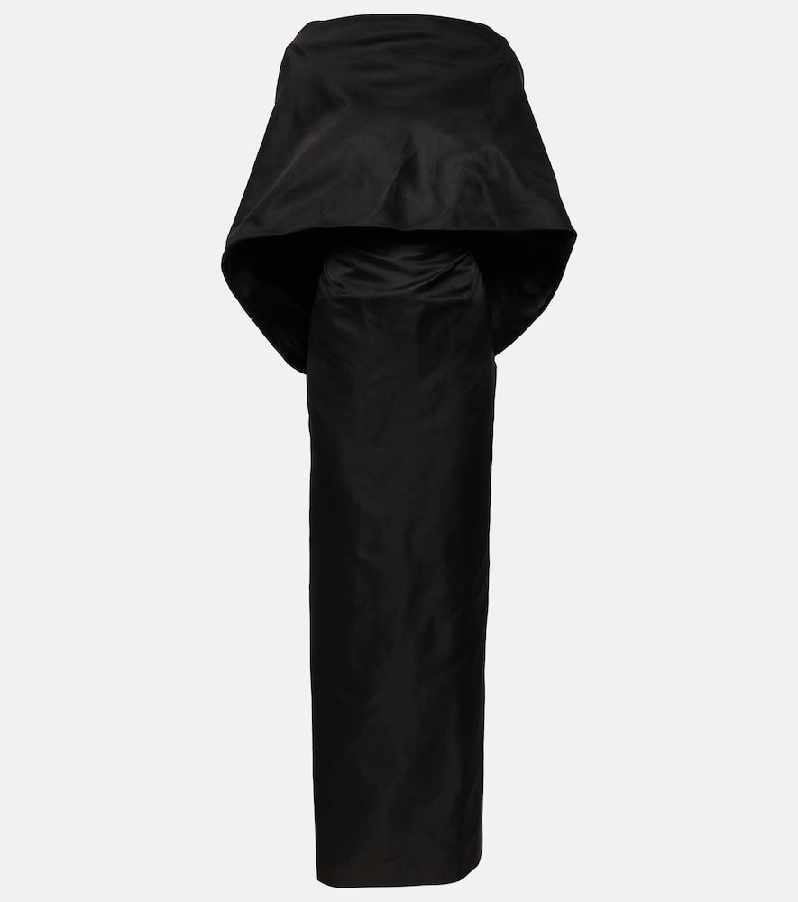 The Attico Caped silk midi dress. Attico 披肩真丝中长连衣裙