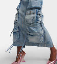 The Attico Cargo denim midi skirt