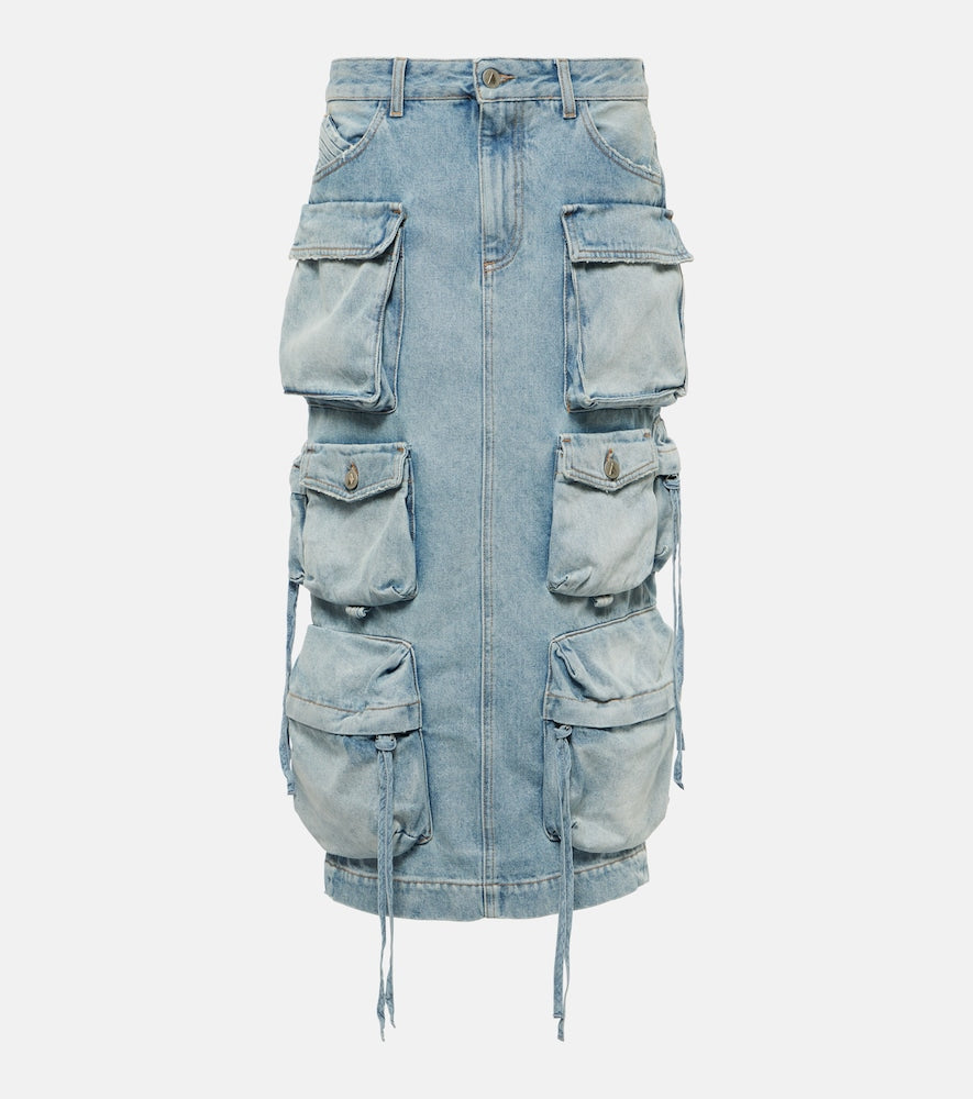 The Attico Cargo denim midi skirt - Attico Cargo 牛仔中长半身裙