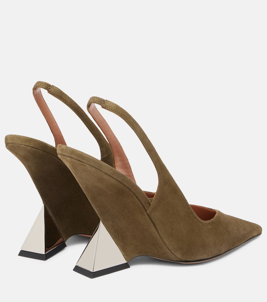 The Attico Cheope 105 suede slingback pumps