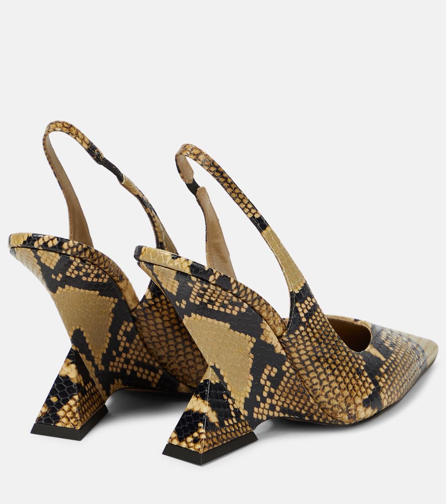 The Attico Cheope snake-effect leather slingback pumps