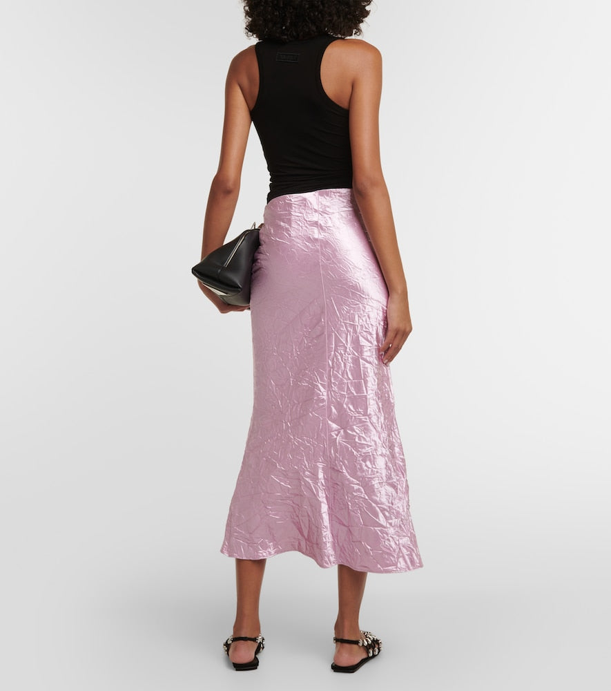 The Attico Crinkled satin slip skirt