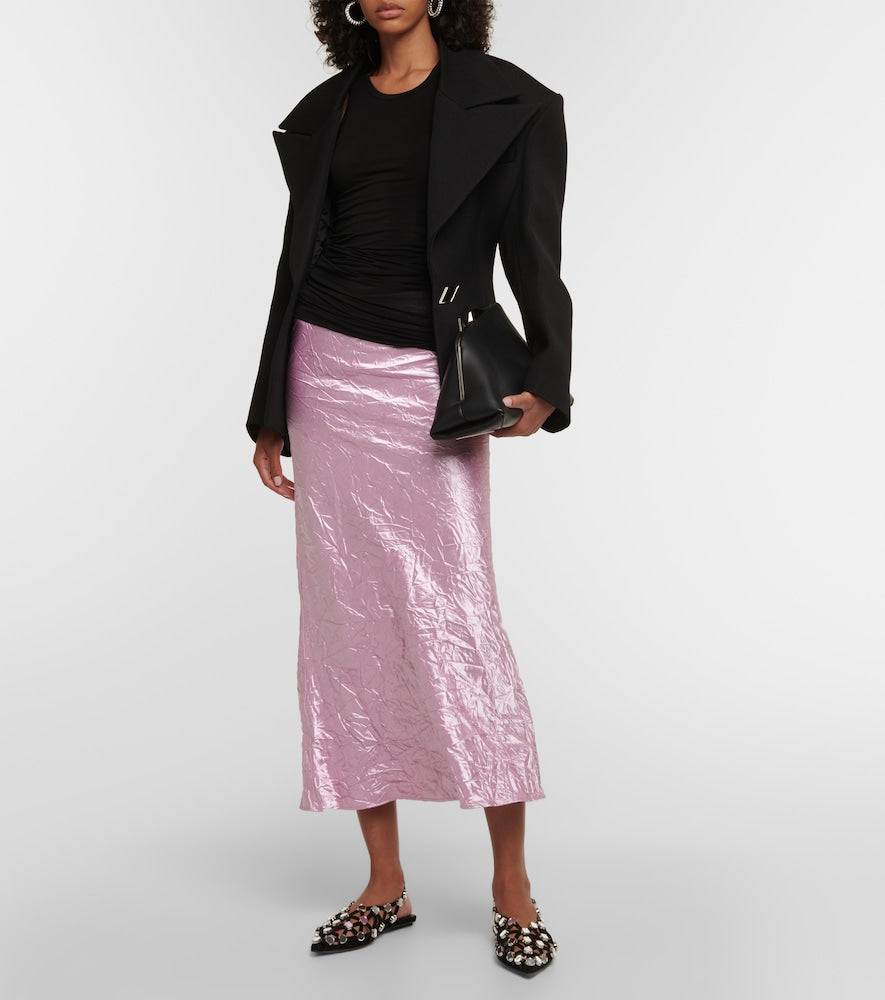 The Attico Crinkled satin slip skirt