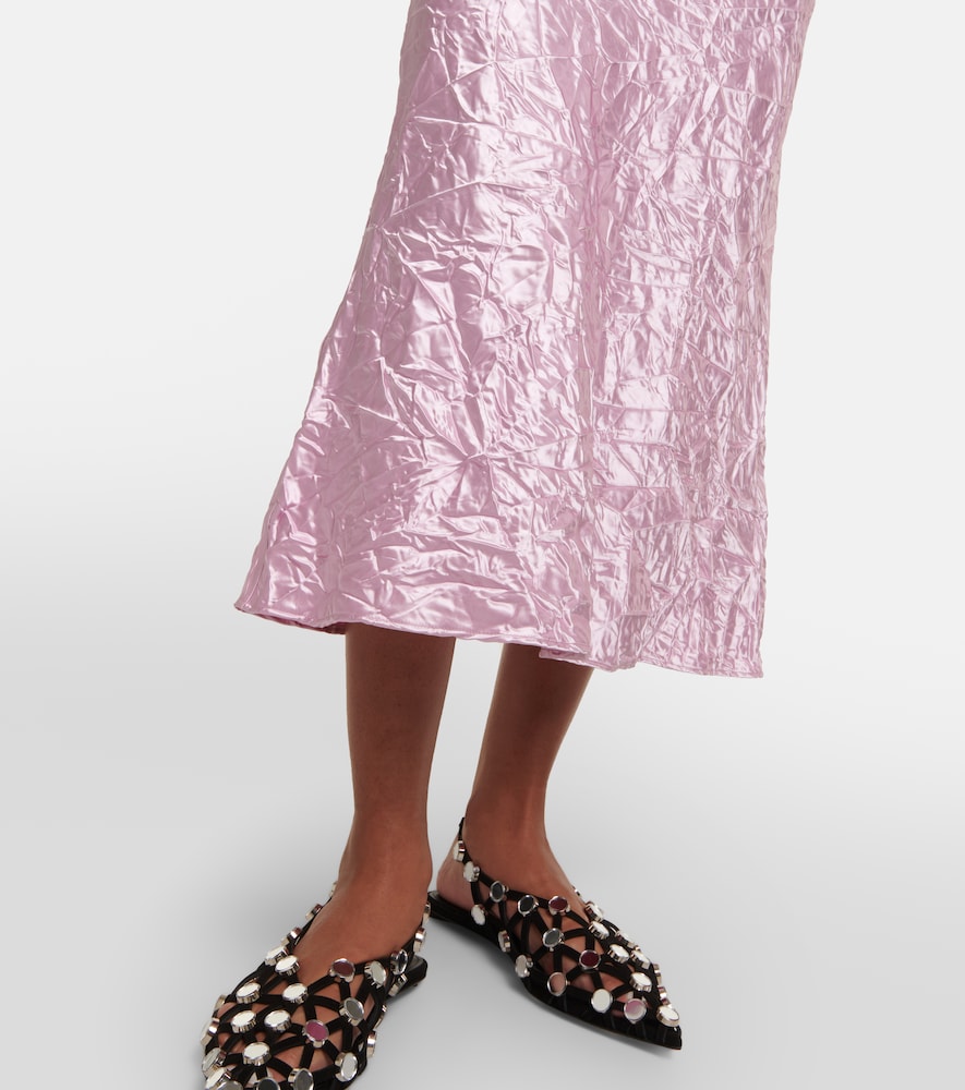 The Attico Crinkled satin slip skirt