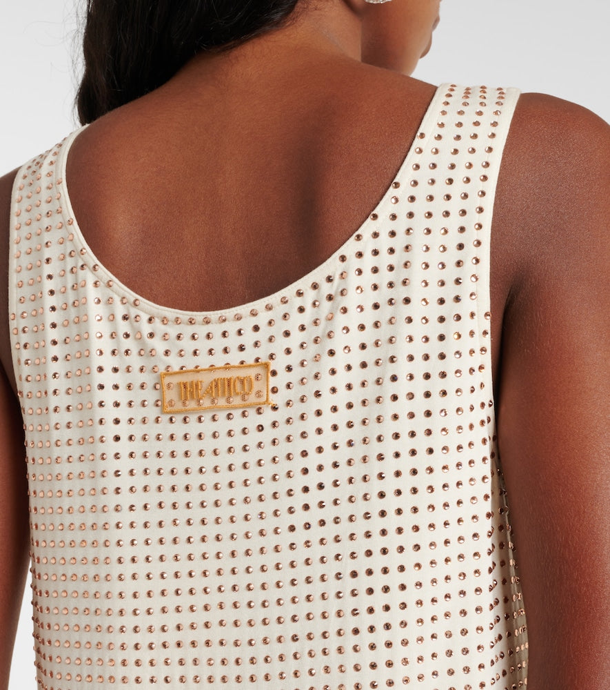 The Attico Crystal-embellished jersey minidress