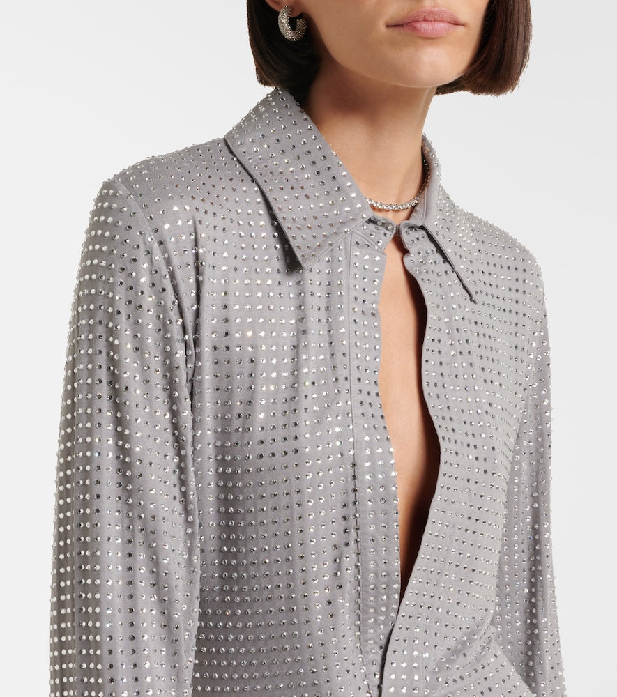 The Attico Crystal-embellished jersey shirt dress
