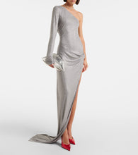 The Attico Crystal-embellished one-shoulder gown