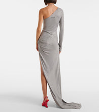 The Attico Crystal-embellished one-shoulder gown