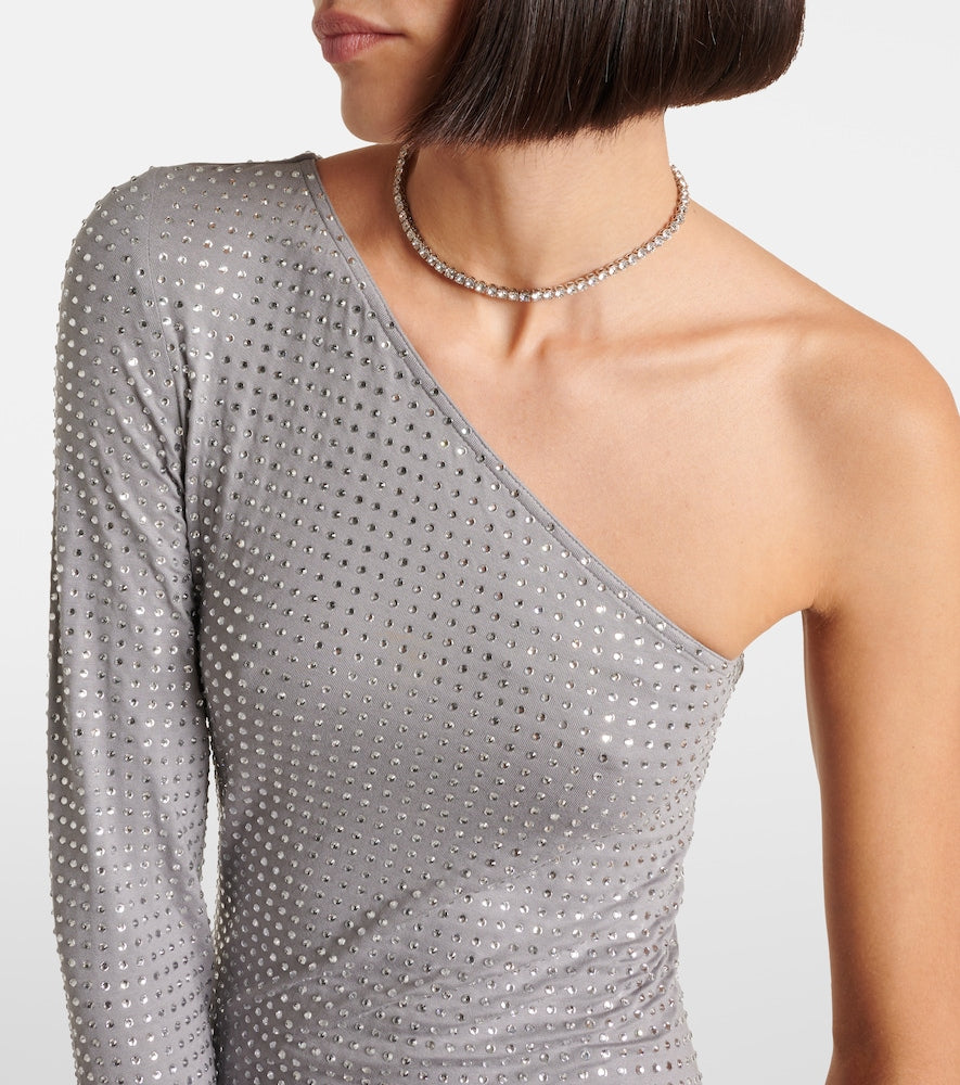 The Attico Crystal-embellished one-shoulder gown