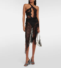 The Attico Cutout halterneck lace minidress