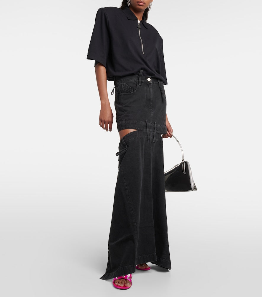 The Attico Deconstructed denim maxi skirt