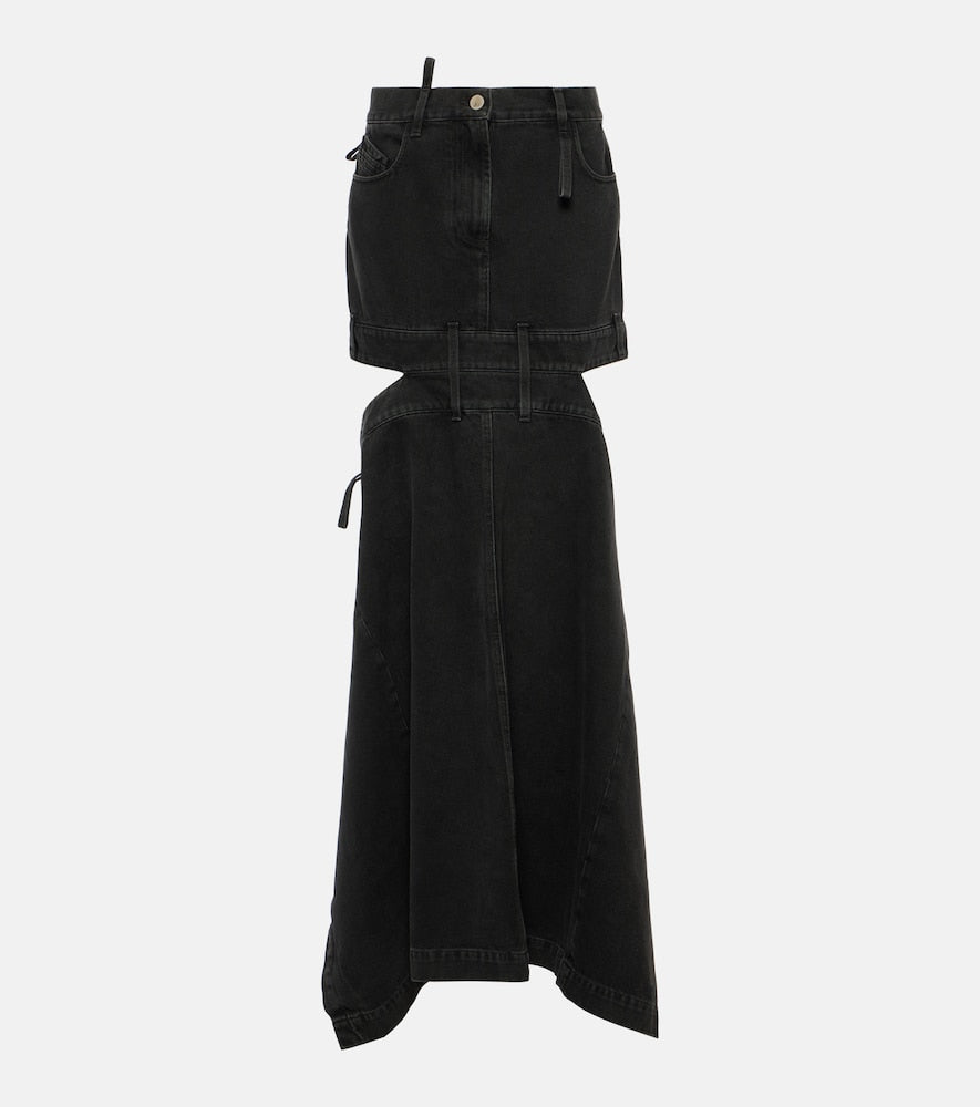The Attico Deconstructed denim maxi skirt - Attico 解构牛仔长裙