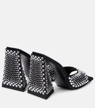 The Attico Devon embellished satin mules