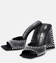 The Attico Devon embellished satin mules