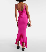 The Attico Draped asymmetric jersey midi dress