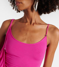 The Attico Draped asymmetric jersey midi dress